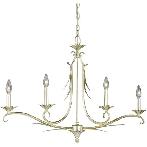 Austen LED 33.5 inch Silver Leaf Linear Chandelier Ceiling Light