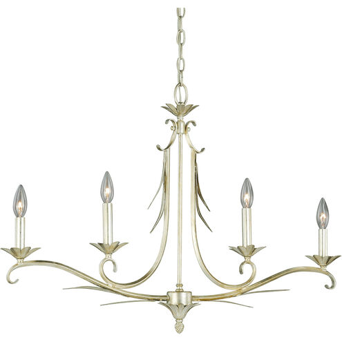 Austen 4 Light 34 inch Silver Leaf Linear Chandelier Ceiling Light