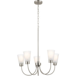 Erma 5 Light Brushed Nickel Chandelier Ceiling Light, Medium, 1 Tier