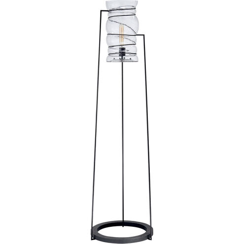 Kelly Wearstler Revelle 62 inch 100 watt Aged Iron Floor Lamp Portable Light, Kelly Wearstler, Seeded Glass