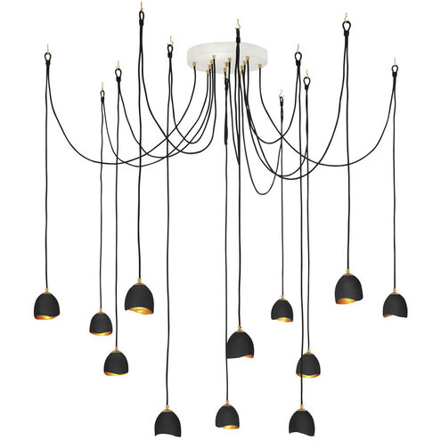 Lisa McDennon Nula 12 Light 18.5 inch Shell Black with Gold Leaf Indoor Chandelier Ceiling Light