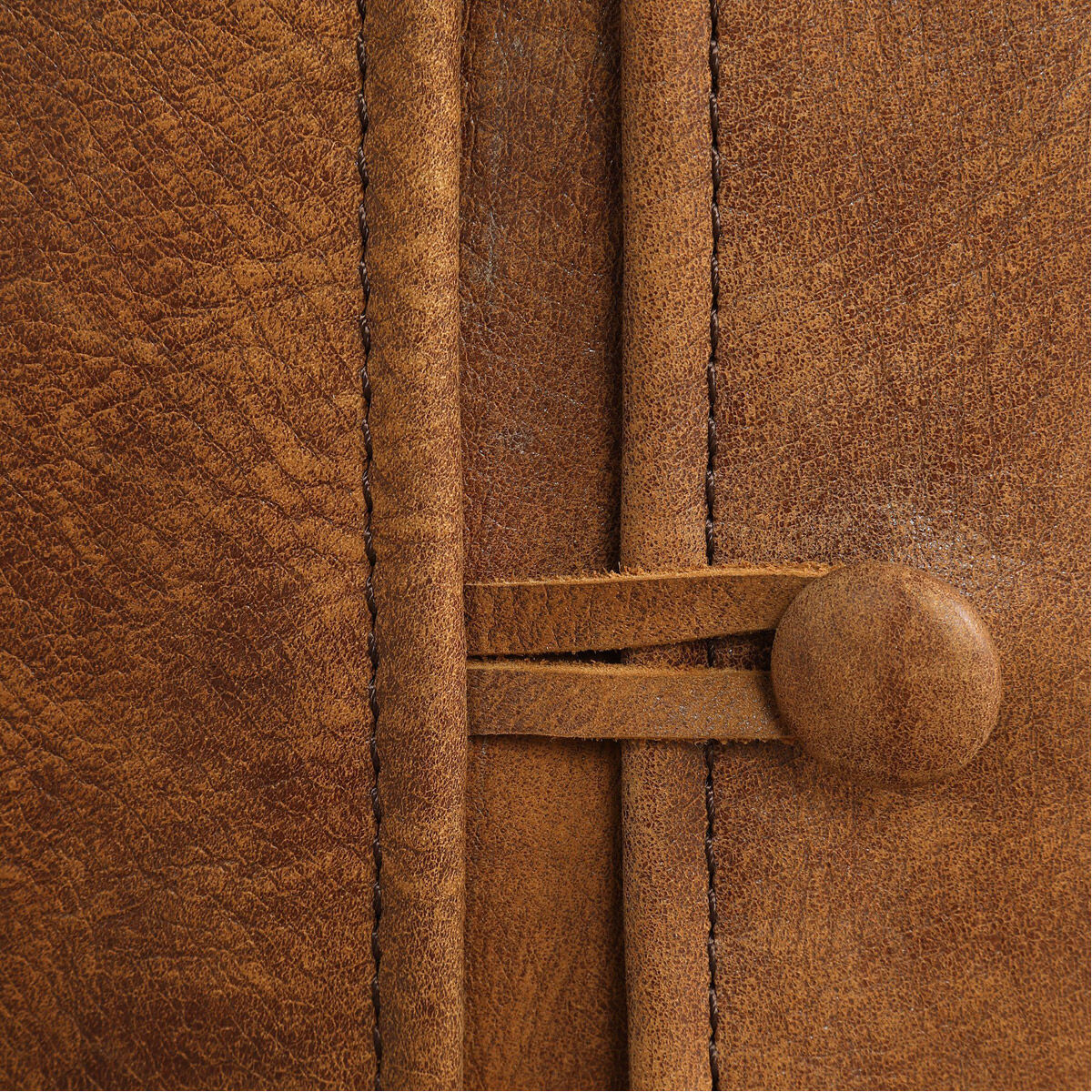 Delroy Distressed Hand-Sanded Cognac Nubuck Leather Armless Chairs, Set of 2