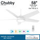 Chubby 58 inch Flat White Indoor/Outdoor Ceiling Fan, Wifi