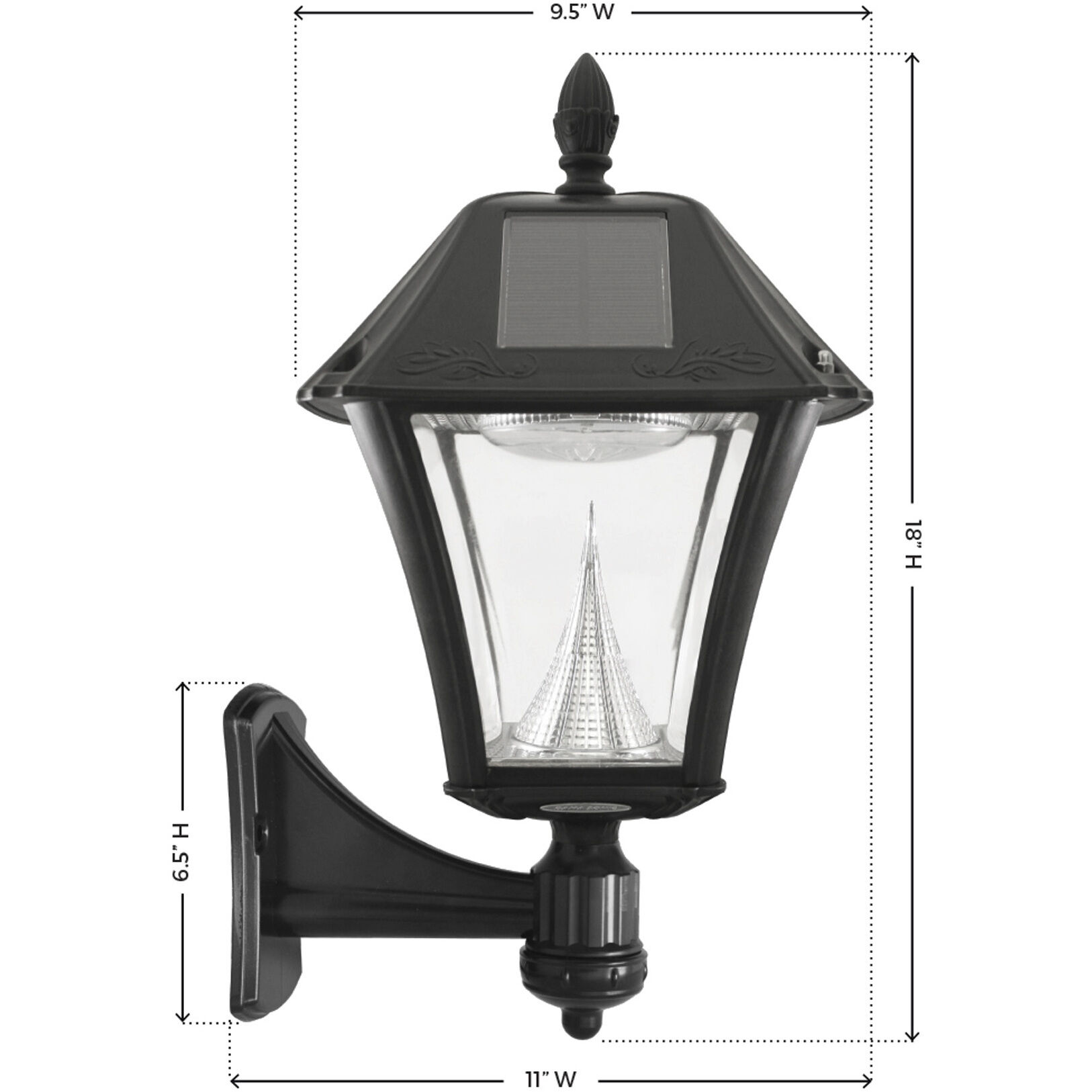 Baytown II 1 Light 19 inch Black Outdoor Post Light, Solar
