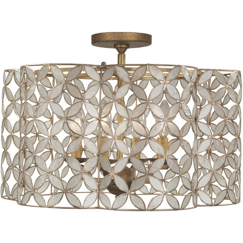 Maurelle 4 Light 17 inch Oxidized Gold Leaf Semi Flush Ceiling Light