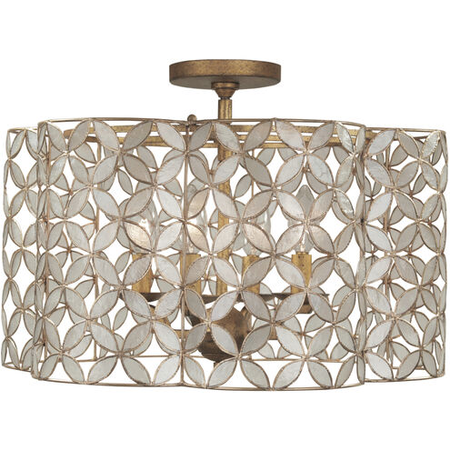 Maurelle 4 Light 17 inch Oxidized Gold Leaf Semi Flush Mount Ceiling Light