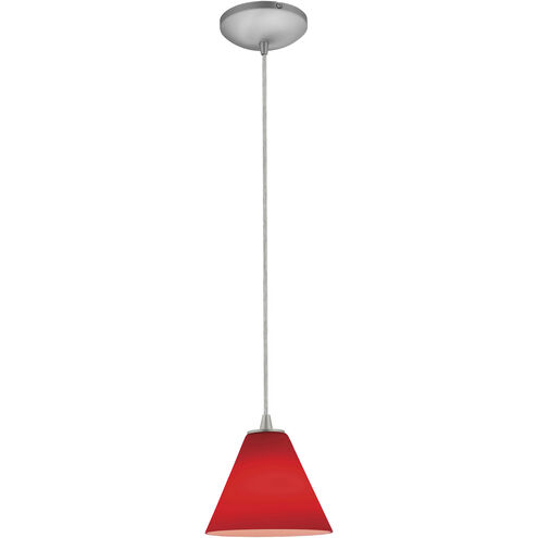 Martini LED 7 inch Brushed Steel Pendant Ceiling Light in Red