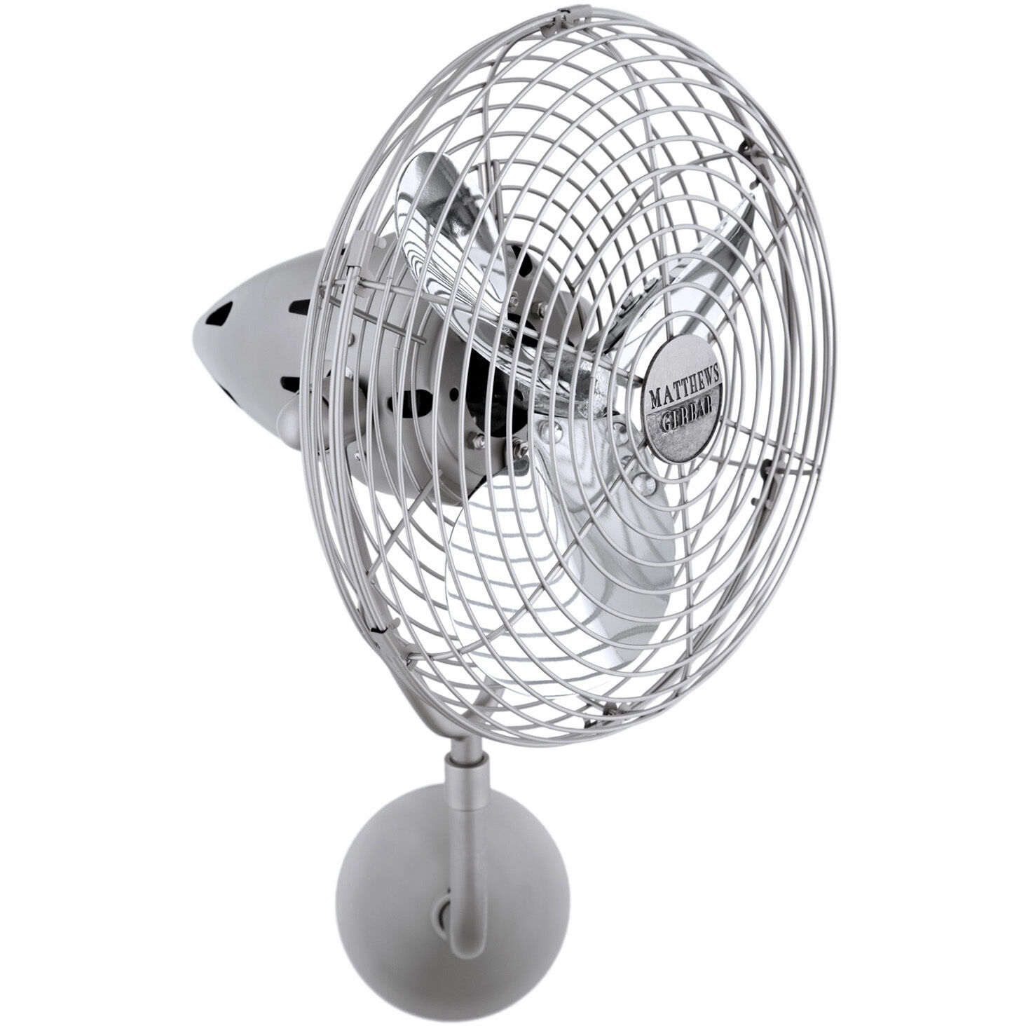 Matthews-Gerbar Bruna Parede 21 inch Brushed Nickel Directional Wall Fan, Matthews-Gerbar