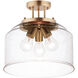 Acadia 3 Light 13 inch Heritage Semi-Flush Mount Ceiling Light