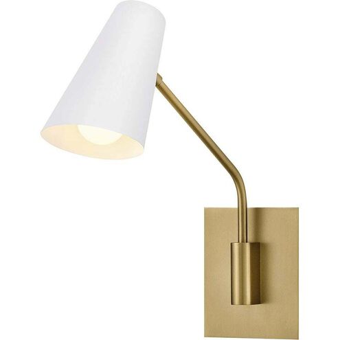 Bray Wall Mount Wall Light in Lacquered Brass with Chalk White