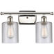 Ballston Cobbleskill 2 Light 16 inch Polished Nickel Bath Vanity Light Wall Light in Clear Glass, Ballston