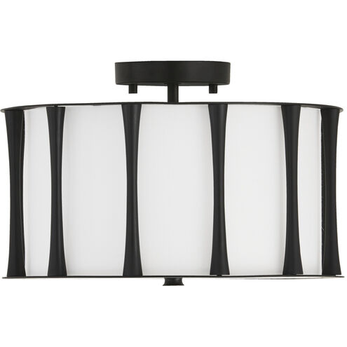 Bodie 3 Light 15 inch Matte Black Semi-Flush Mount Ceiling Light, Convertible Dual Mount