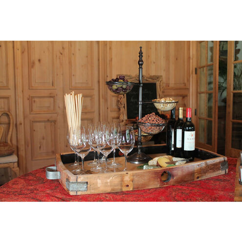 Wine Stave Natural with Gray Serving Tray, Wine Stave