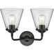 Nouveau Small Cone LED 14 inch Oil Rubbed Bronze Bath Vanity Light Wall Light in Clear Glass, Nouveau
