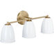 Biba 3 Light 24 inch Brushed Gold Vanity Light Wall Light