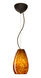 Pera 1 Light Bronze Pendant Ceiling Light in Amber Cloud Glass, Incandescent