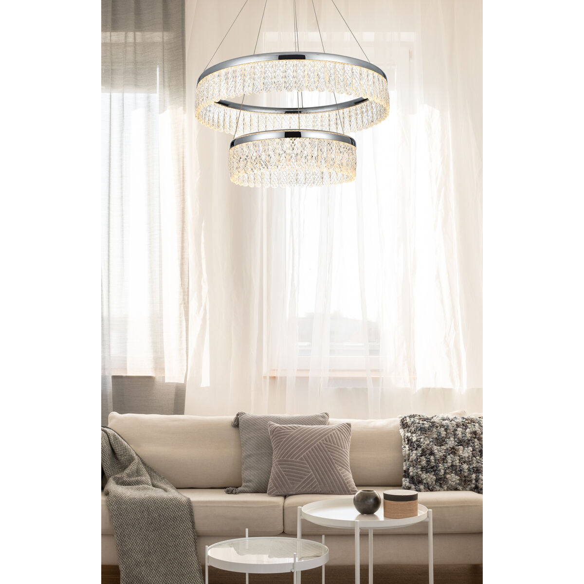 Rune 2 Light 24 inch Chrome Chandelier Ceiling Light