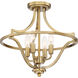 Harvel 4 Light 16 inch Weathered Brass Semi-Flush Mount Ceiling Light
