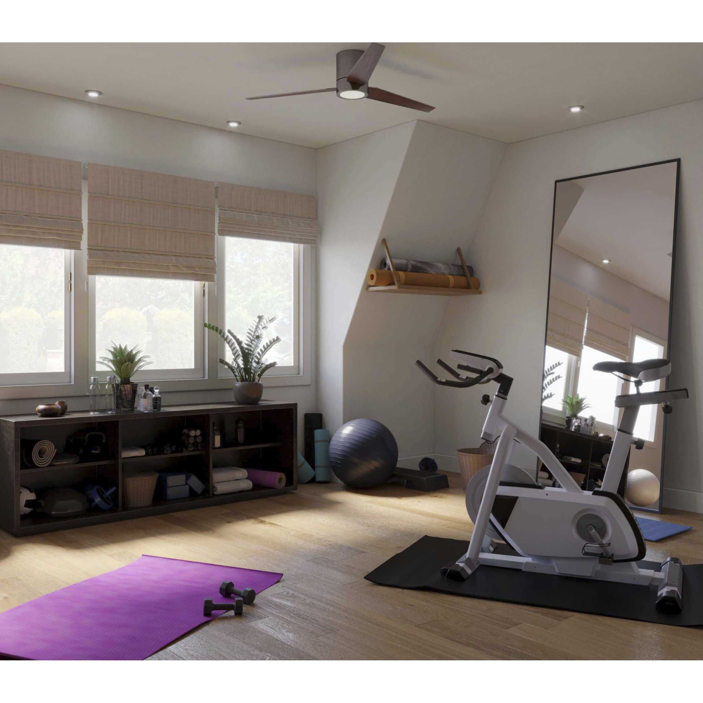 Chase 56 inch Brushed Nickel with Silver/American Walnut Blades Hugger Ceiling Fan, Progress LED