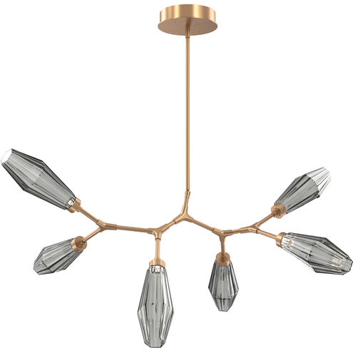 Aalto LED 43 inch Novel Brass Linear Pendant Ceiling Light in 3000K LED, Optic Rib Smoke, Modern Branch