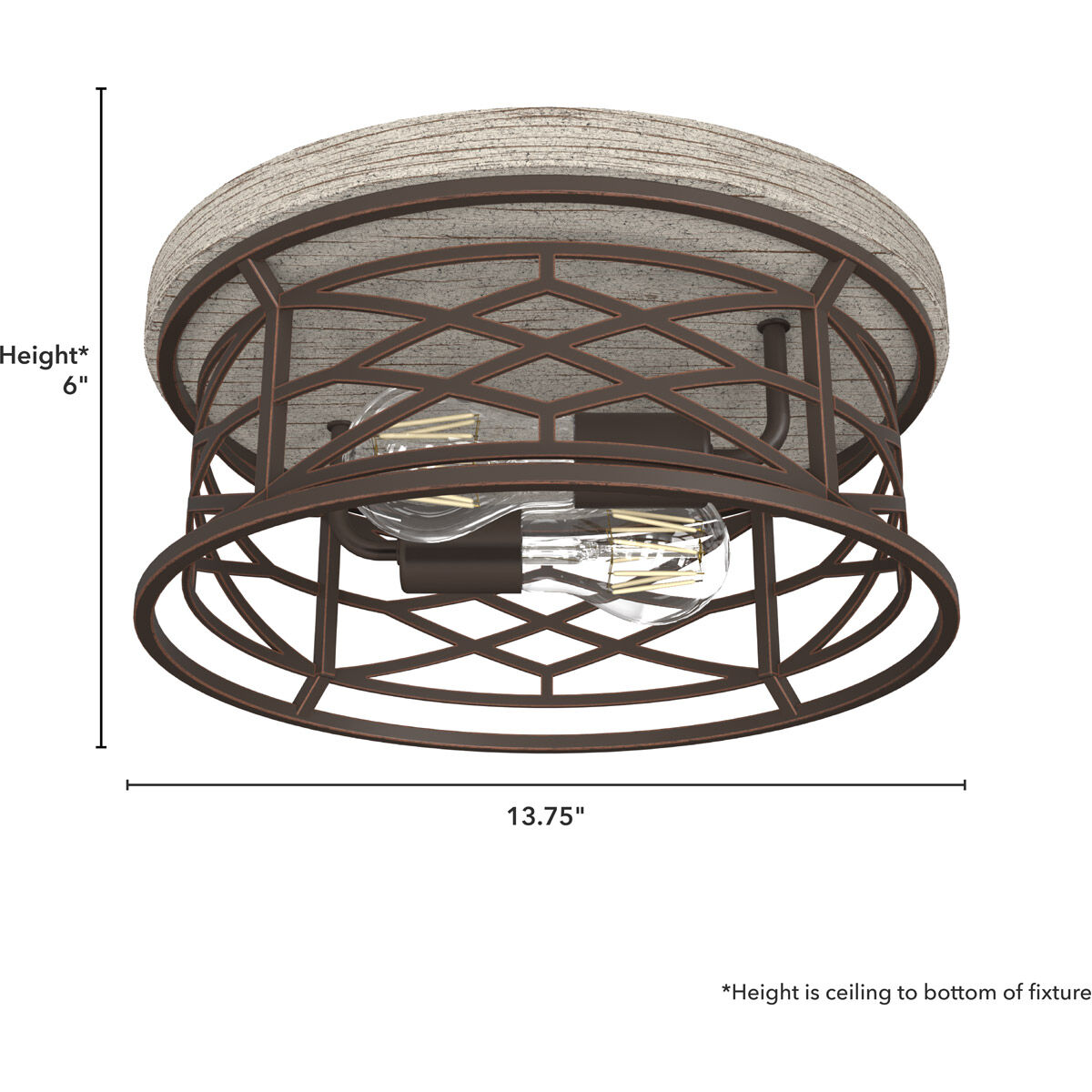 Langwood 2 Light 13.75 inch Onyx Bengal Flush Mount Ceiling Light