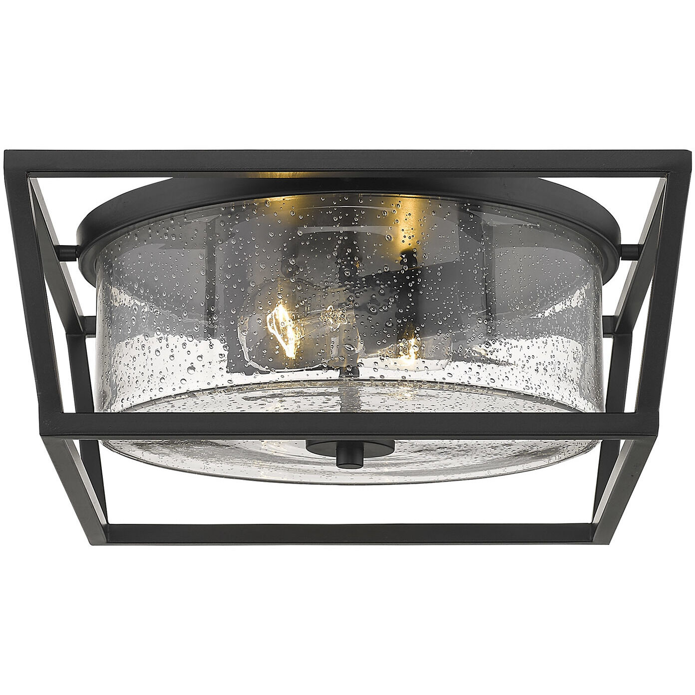 Mercer 2 Light 14.5 inch Matte Black Flush Mount Ceiling Light in Matte Black/Matte Black, Damp