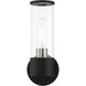 Banca 1 Light 4 inch Black with Brushed Nickel Accent ADA Single Sconce Wall Light, Single