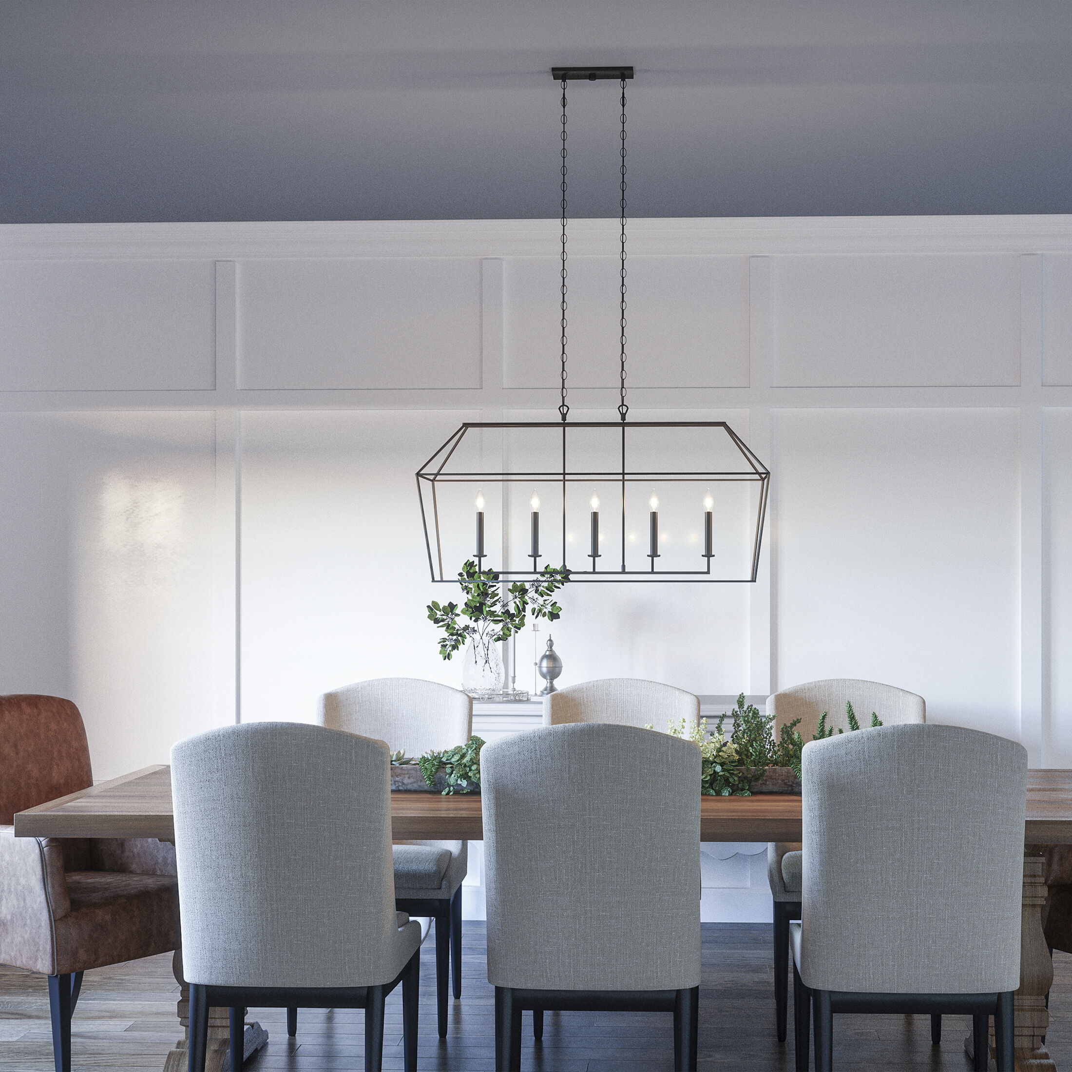 Aviary 5 Light 42 inch Palladian Bronze Island Chandelier Ceiling Light