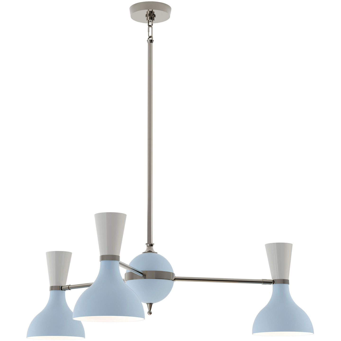 Clare LED 27.75 inch Polished Nickel Chandelier Ceiling Light in Baby Blue and Lily
