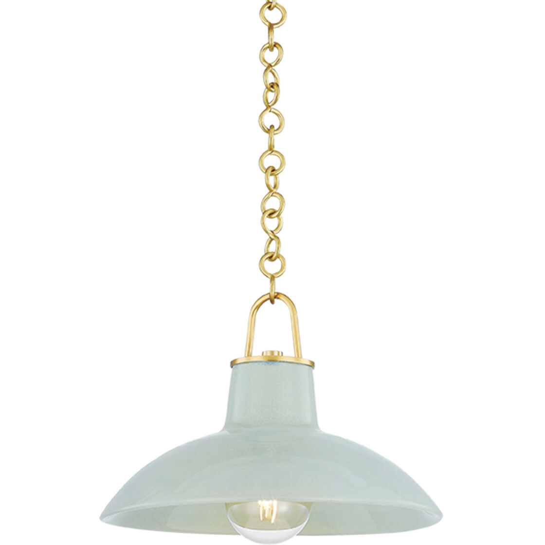 Pottersville 1 Light 12.5 inch Aged Brass and Ceramic Moss Crackle Pendant Ceiling Light