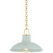 Pottersville 1 Light 12.5 inch Aged Brass and Ceramic Moss Crackle Pendant Ceiling Light