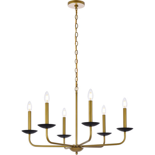 Cohen 6 Light 30 inch Black and Brass Pendant Ceiling Light