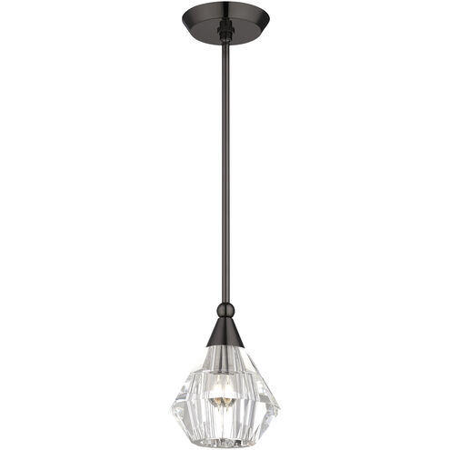 Brussels 1 Light 7 inch Black Chrome Pendant Ceiling Light, Crystal, Single