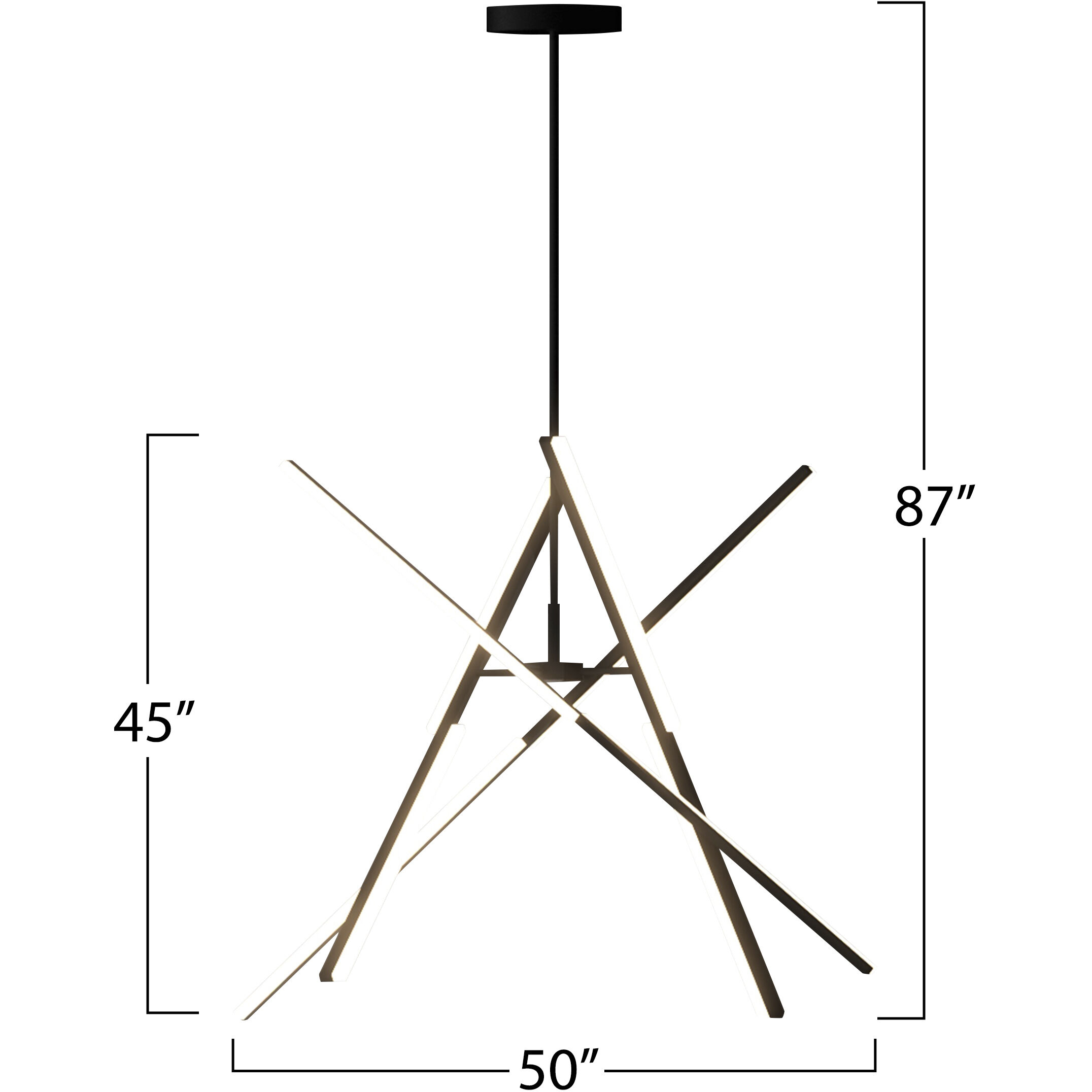 Stix LED 50 inch Black Chandelier Ceiling Light
