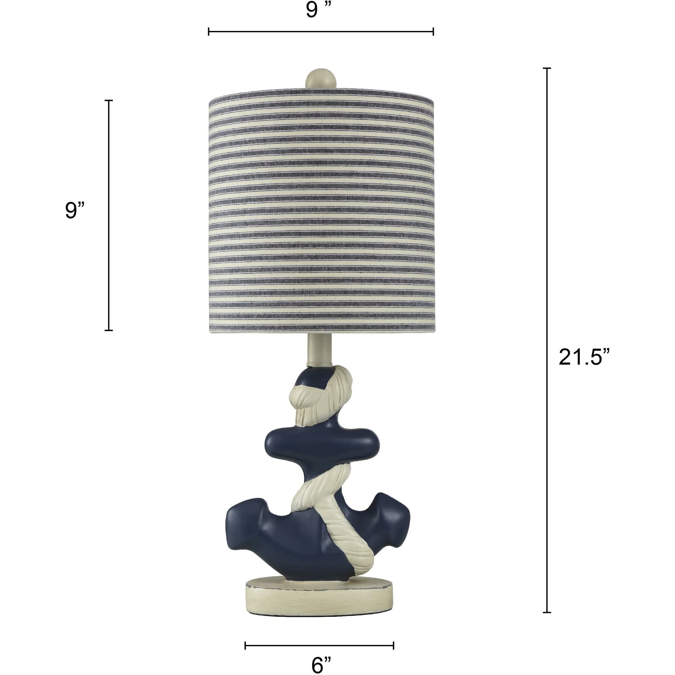 Montauk 22 inch 60.00 watt Molded Nautical Anchor Base In Navy And White Table Lamp Portable Light