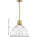 Argo LED 20 inch Polished White with Lacquered Brass Indoor Pendant Ceiling Light