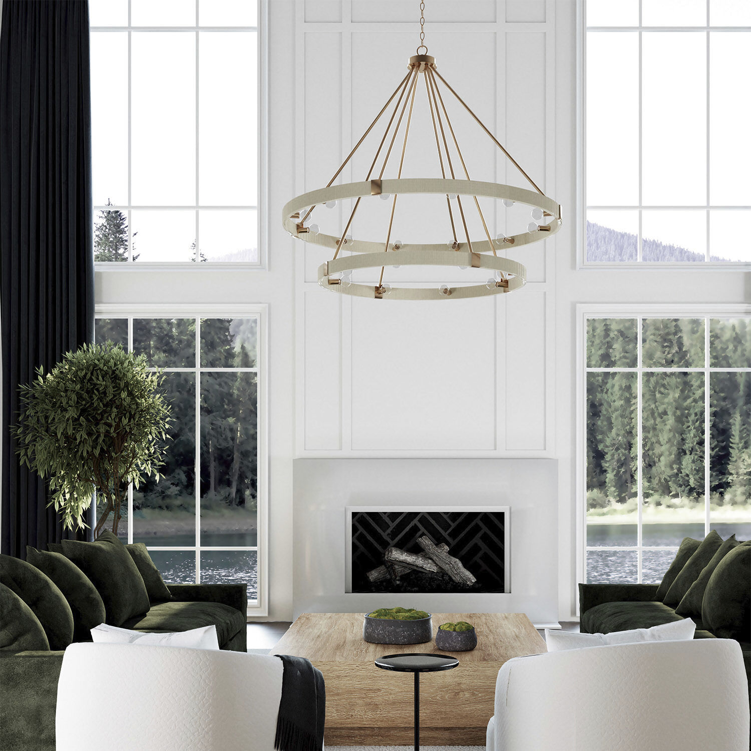 Delaney 20 Light 48 inch Matte Brass Chandelier Ceiling Light