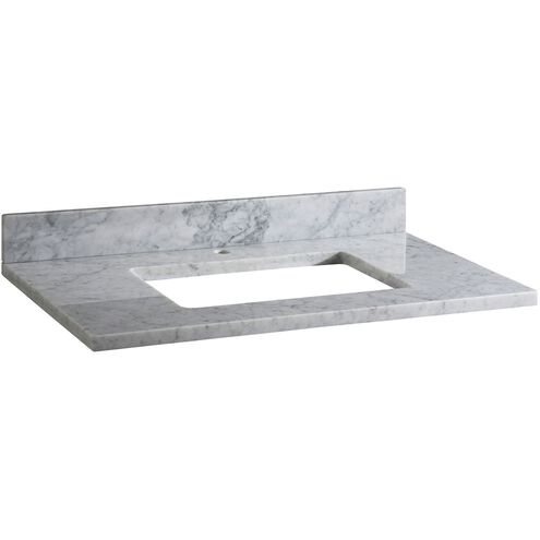 Stone Top 37 X 22 X 1 inch White with Gray Vanity Top, Undermount Sink