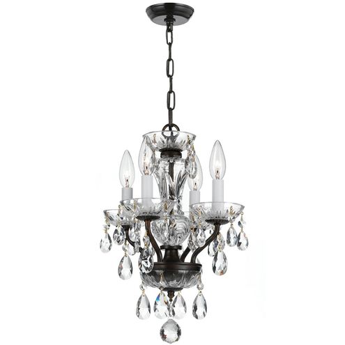 Traditional Crystal 4 Light 11 inch English Bronze Mini Chandelier Ceiling Light