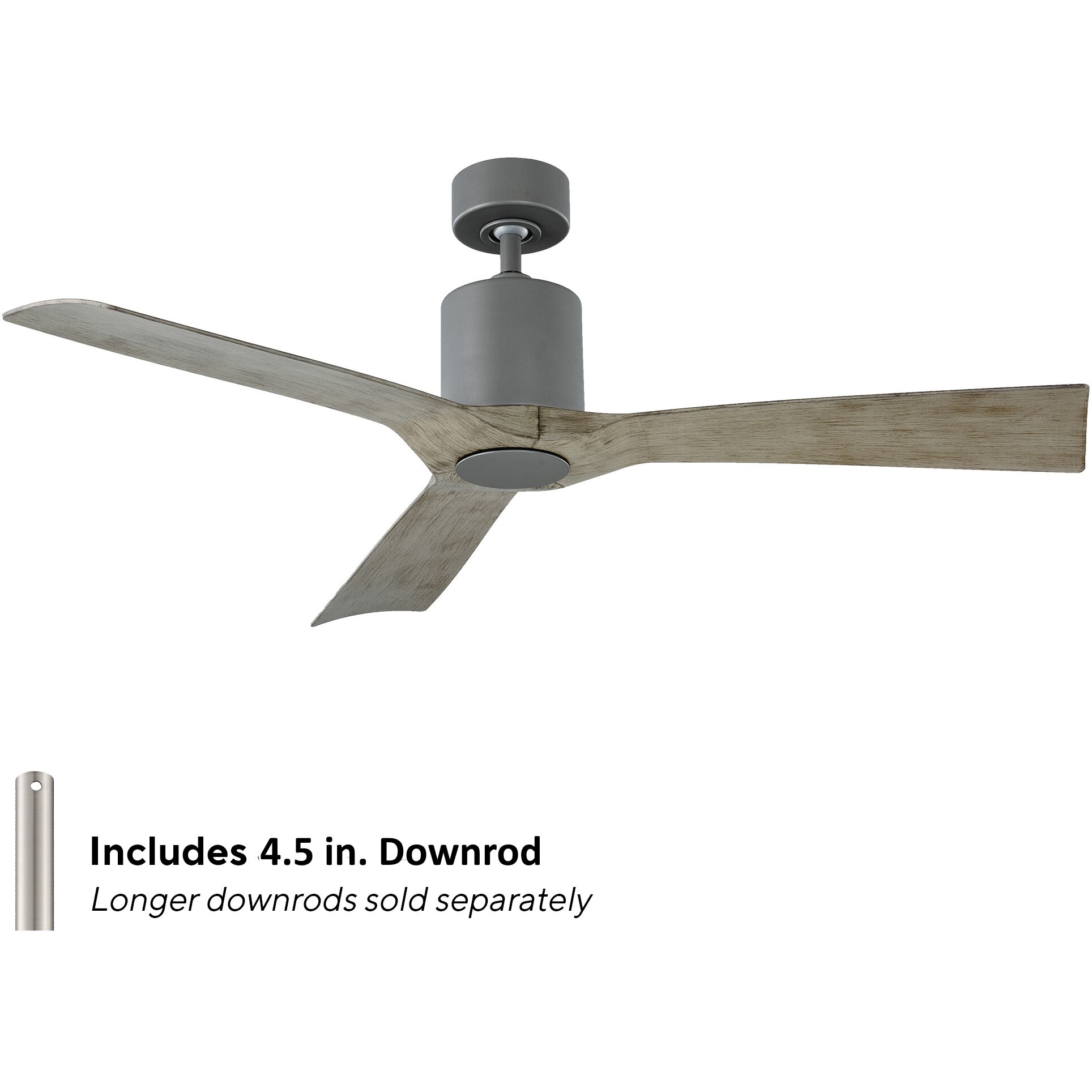 Aviator 54 inch Graphite and Weathered Gray with Weathered Gray Blades Downrod Ceiling Fan in Graphite Weathered Gray, Smart Ceiling Fan