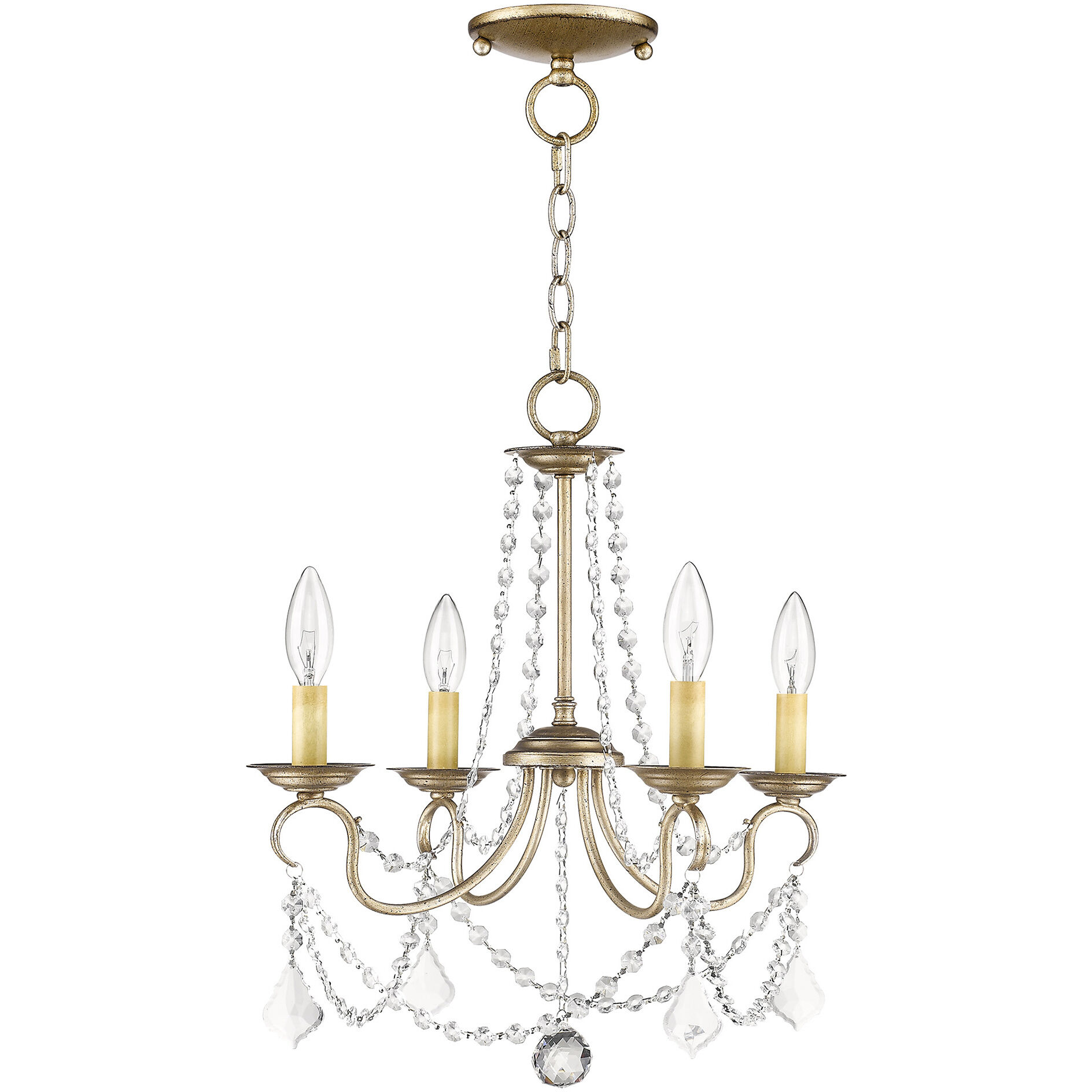 Pennington 4 Light 18 inch Hand Painted Antique Silver Leaf Convertible Mini Chandelier/Ceiling Mount Ceiling Light