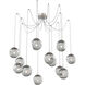 Aster LED 18.7 inch Metallic Beige Silver Swag Multi-Pendant Ceiling Light in 3000K LED, Geo Inner - Smoke Outer