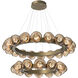 Luna LED Gilded Brass Multi-Pendant Ceiling Light in 3000K LED, Floret Inner - Bronze Outer, Two-Tier