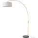 Float 92 inch 14 watt Weathered Brass and Black Arc Floor Lamp Portable Light in White Linen
