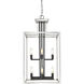 Quadra 8 Light 15 inch Brushed Nickel and Black Chandelier Ceiling Light