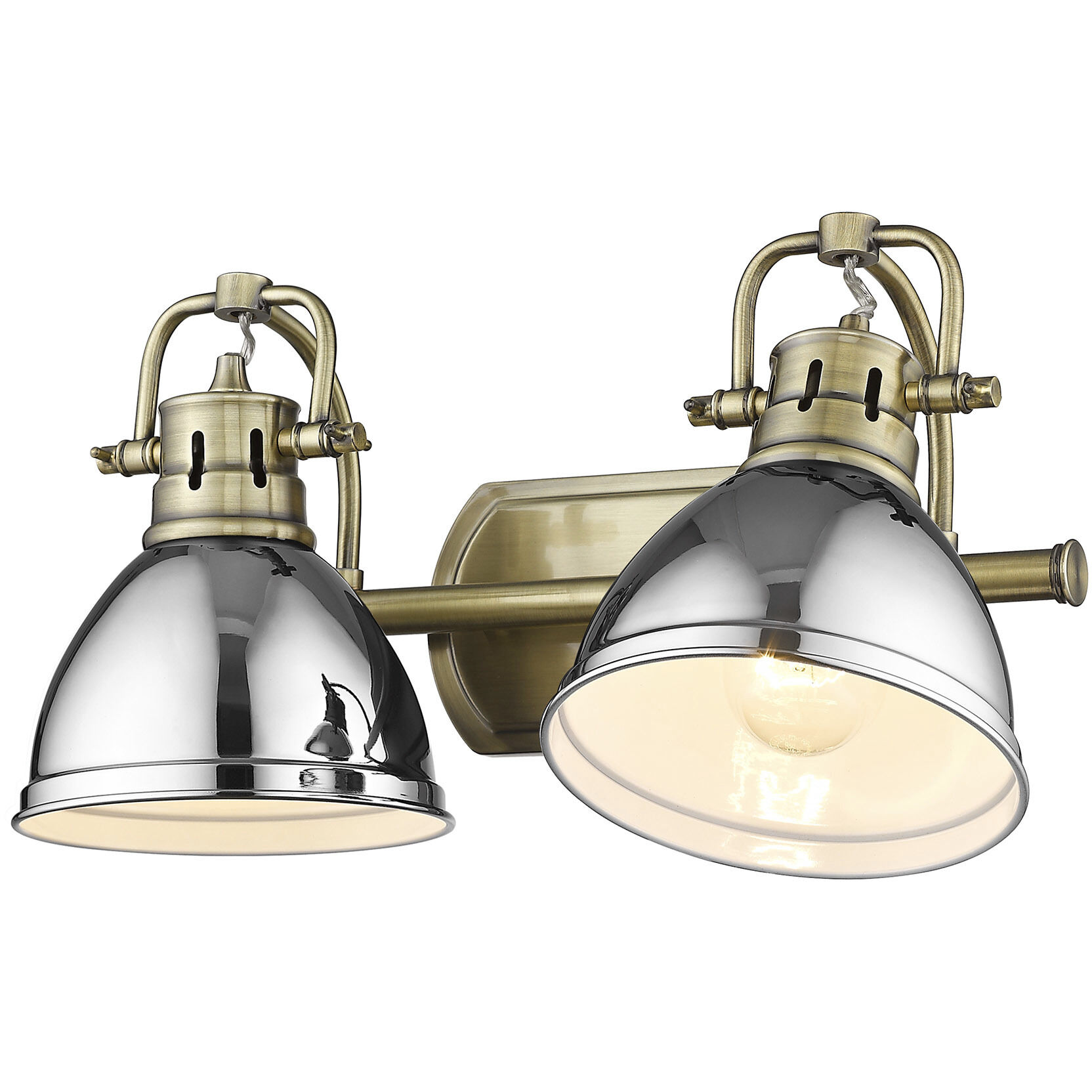 Yep Duncan Vanity Wall Light in Aged Brass, Chrome