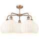 Ballston White Venetian 5 Light 28 inch Antique Copper Stem Hung Chandelier Ceiling Light