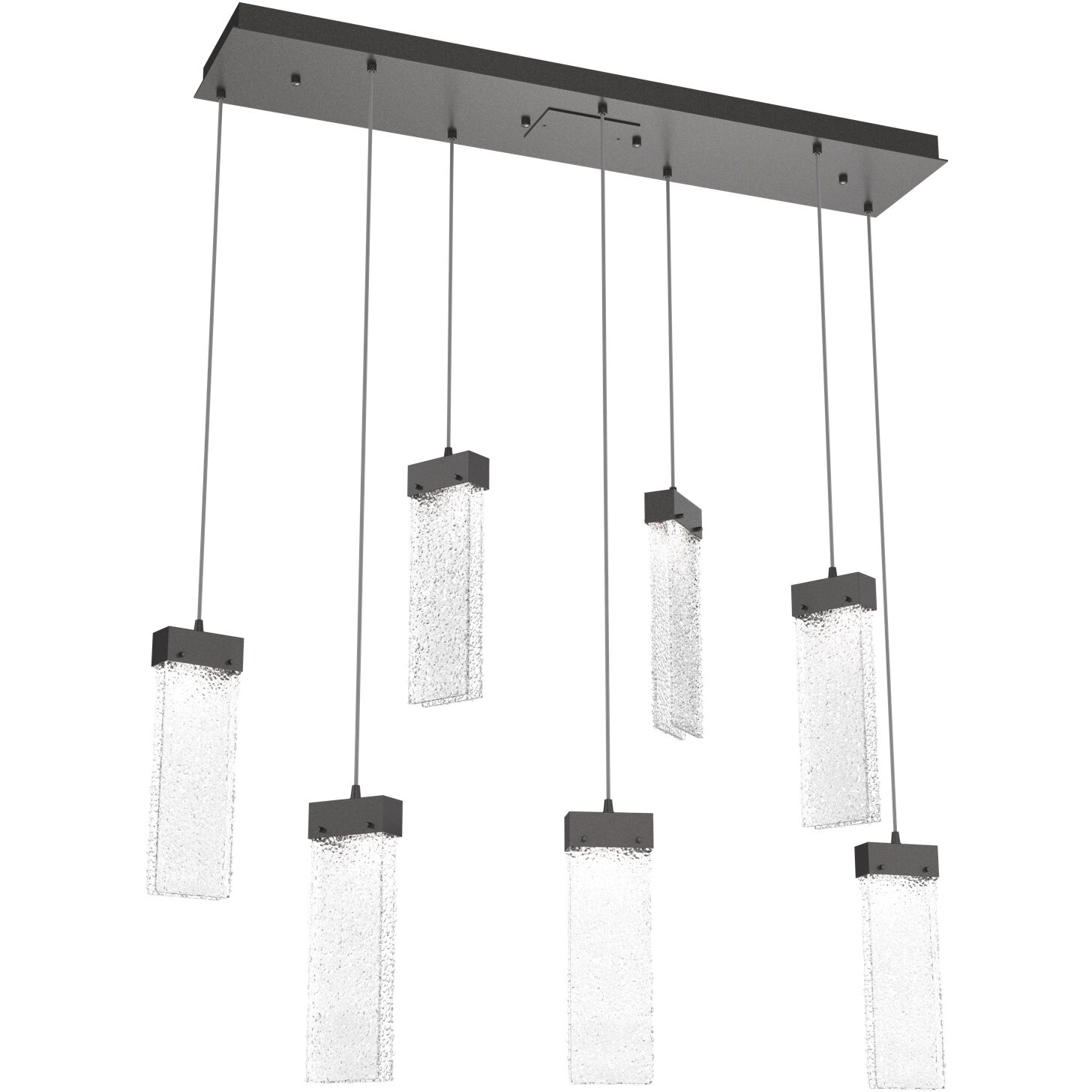 Parallel LED 44.2 inch Graphite Linear Pendant Ceiling Light in 3000K LED, Clear Rimelight, Multi-Port