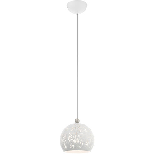 Chantily 1 Light 8 inch White with Brushed Nickel Accents Pendant Ceiling Light