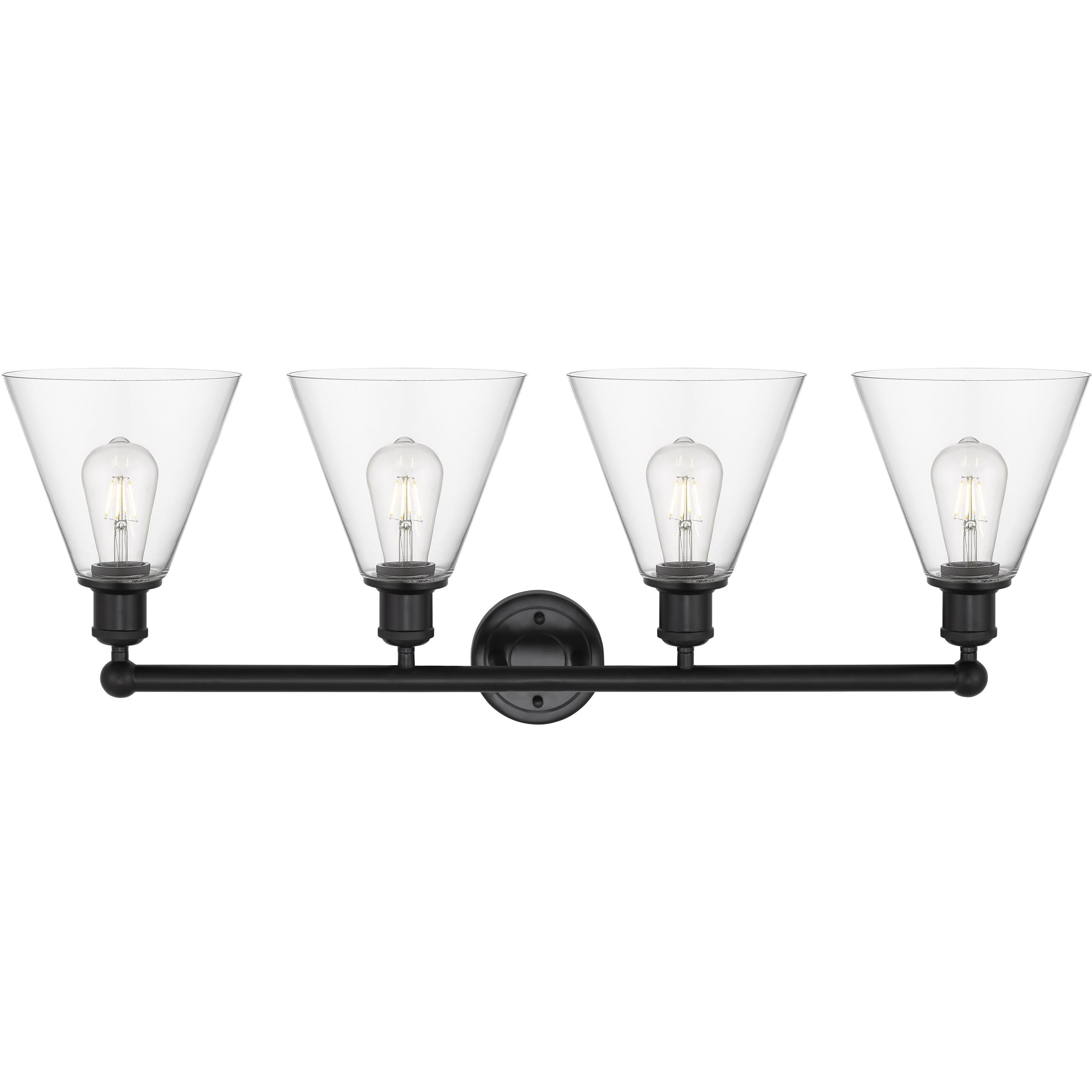 Berkshire 4 Light 35 inch Matte Black Bath Vanity Light Wall Light in Clear